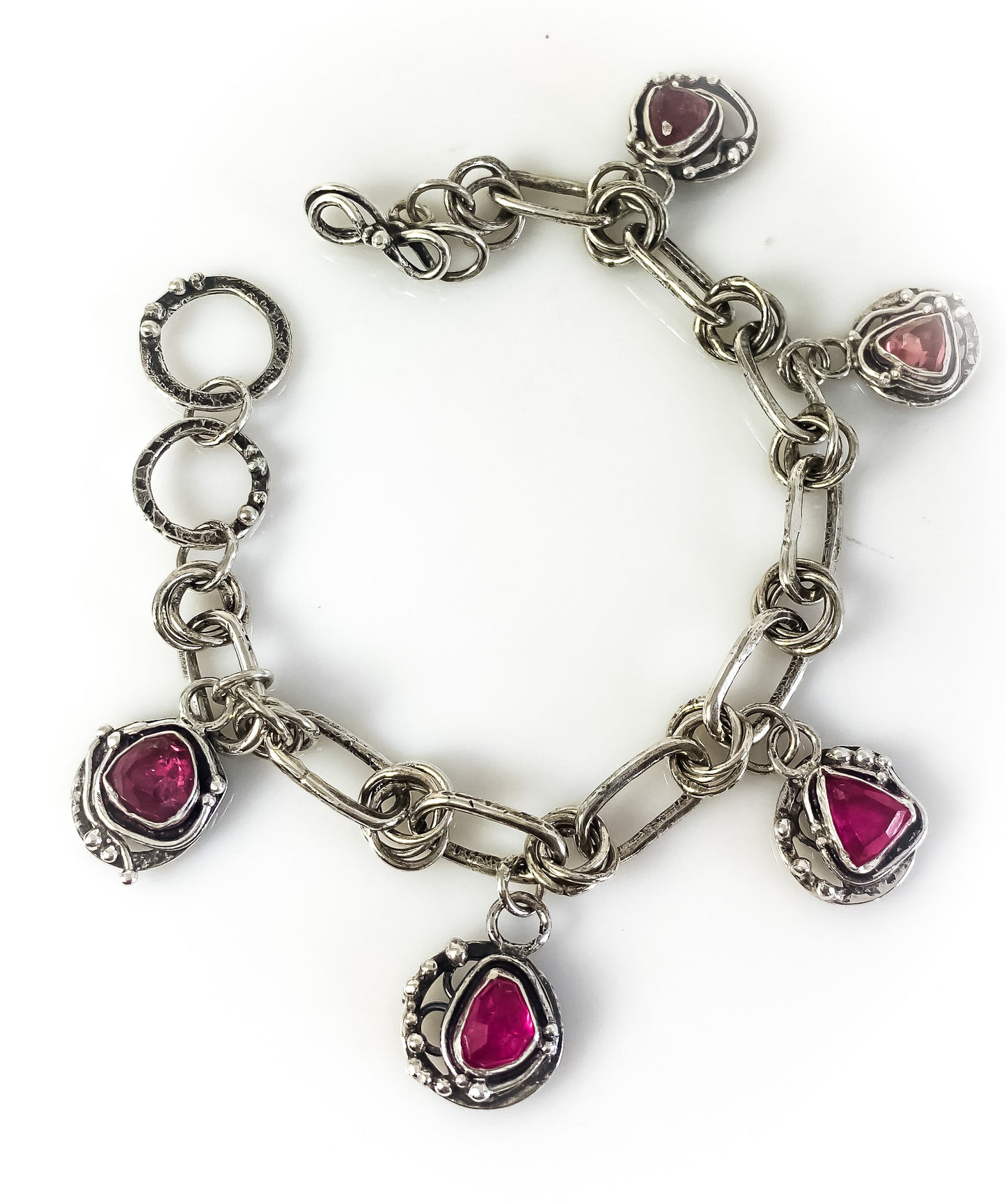 Pink Tourmaline Five Gemstone Reversible Bracelet
