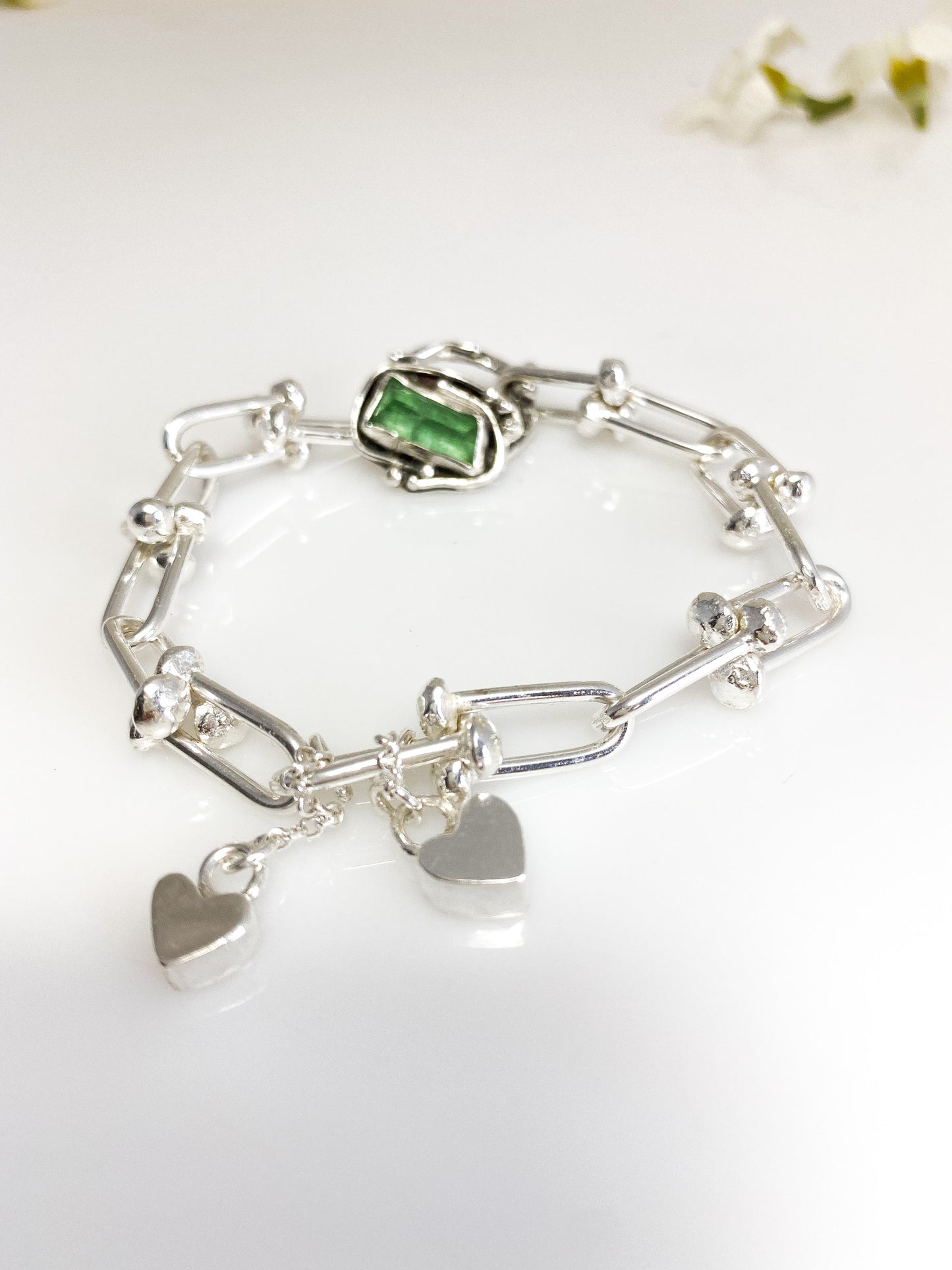 Green Tourmaline Chunky Chain Bracelet