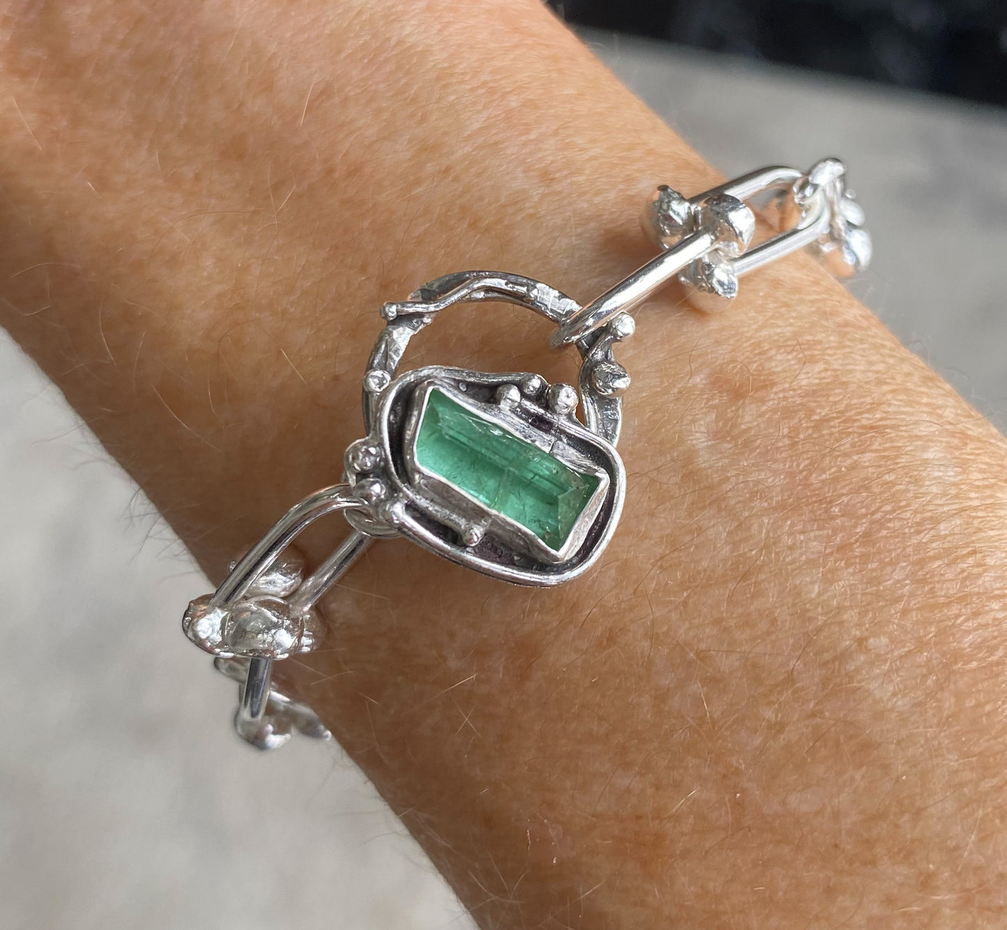 Green Tourmaline Chunky Chain Bracelet
