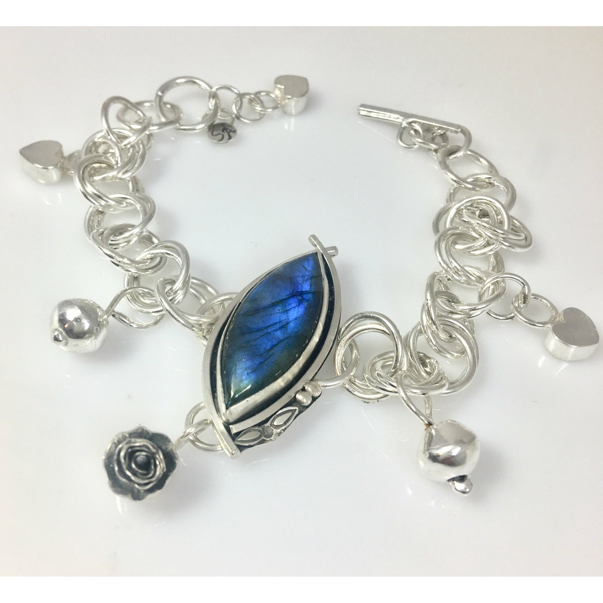 Flashy Blue Labrodrite Charm Bracelet