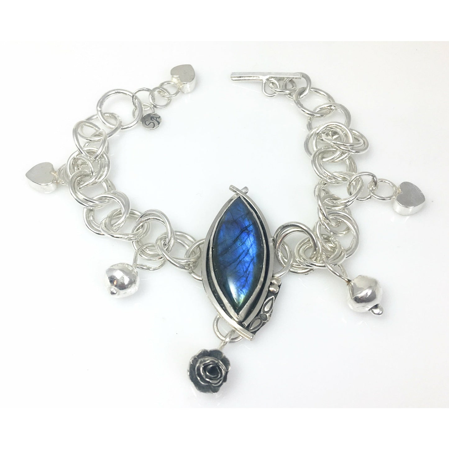 Flashy Blue Labrodrite Charm Bracelet