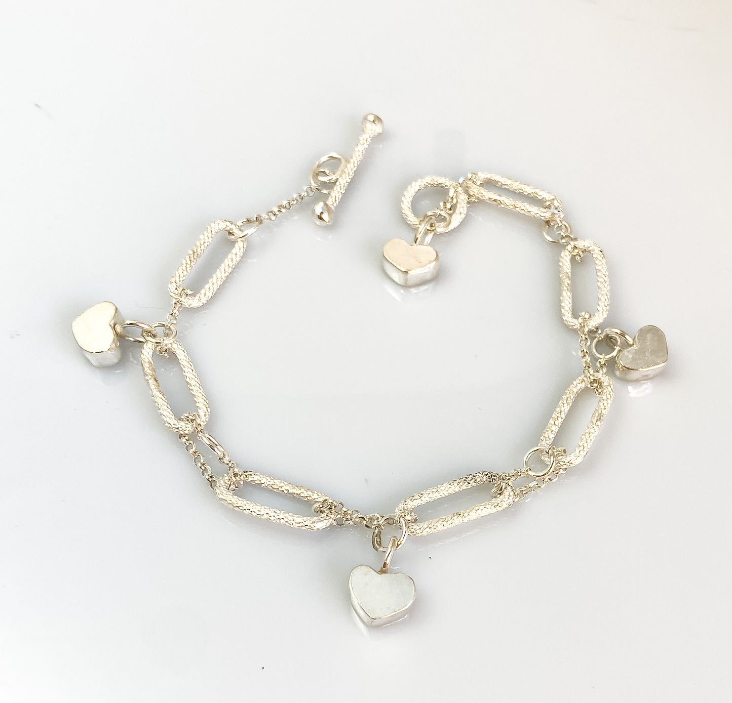 Sparkle Chain Heart Charm Bracelet