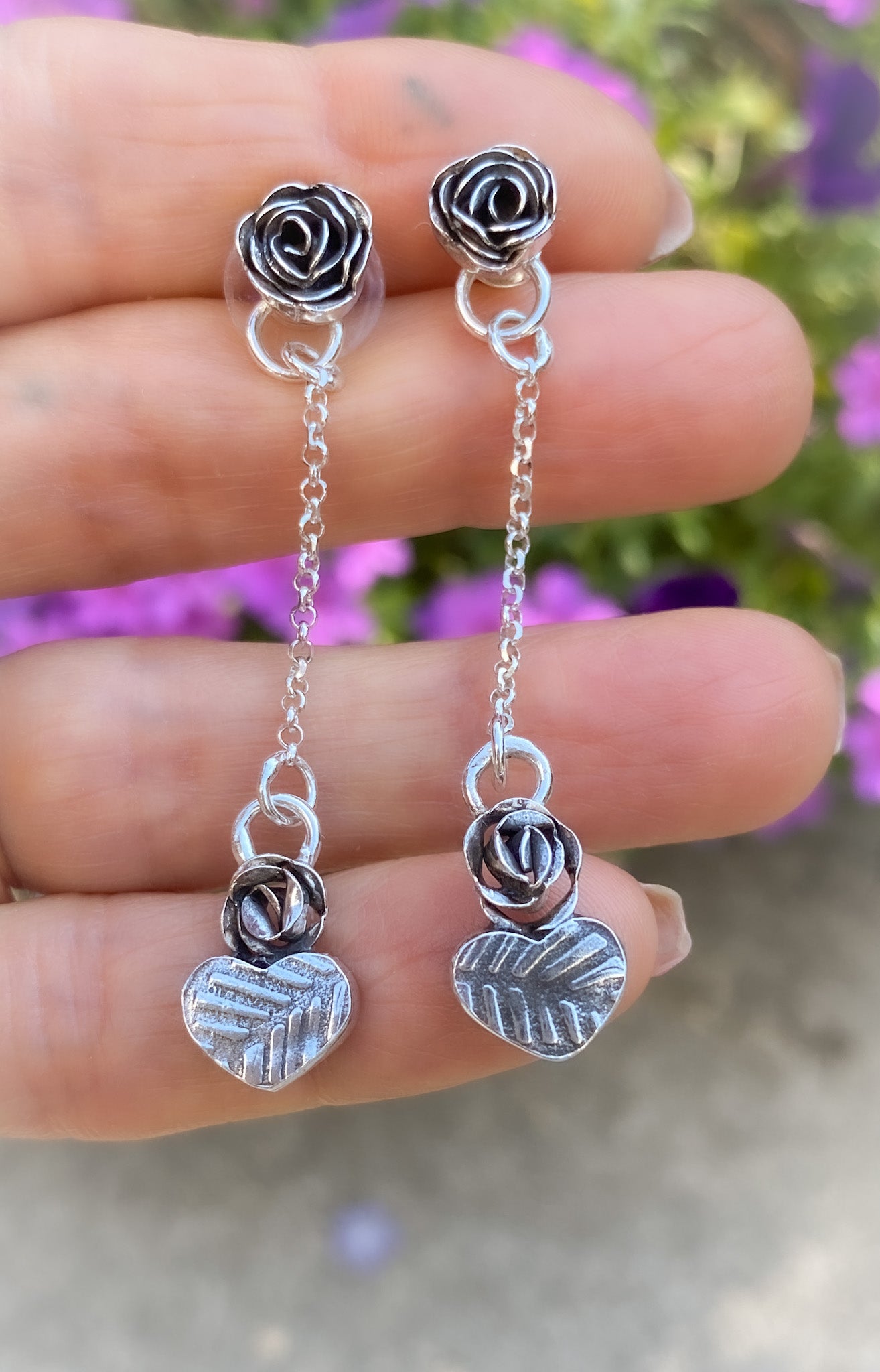 Roses and Hearts Earrings