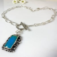 Blue Chalcedony Sterling Silver Handcrafted Necklace and Pendant